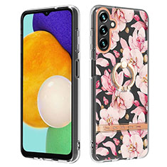 Coque Silicone Motif Fantaisie Souple Couleur Unie Etui Housse avec Support Bague Anneau YB6 pour Samsung Galaxy A34 5G Rose