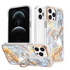 Coque Silicone Motif Fantaisie Souple Couleur Unie Etui Housse avec Support Bague Anneau YJ1 pour Apple iPhone 13 Pro Gris