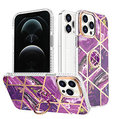 Coque Silicone Motif Fantaisie Souple Couleur Unie Etui Housse avec Support Bague Anneau YJ1 pour Apple iPhone 13 Pro Violet