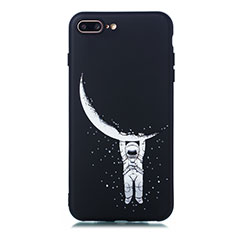 Coque Silicone Motif Fantaisie Souple Couleur Unie Etui Housse pour Apple iPhone 7 Plus Noir