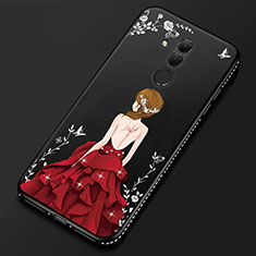 Coque Silicone Motif Fantaisie Souple Couleur Unie Etui Housse pour Huawei Mate 20 Lite Rouge et Noir