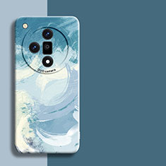 Coque Silicone Motif Fantaisie Souple Couleur Unie Etui Housse pour Oppo Find X7 Ultra 5G Bleu Ciel