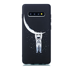 Coque Silicone Motif Fantaisie Souple Couleur Unie Etui Housse pour Samsung Galaxy S10 Plus Noir