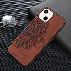 Coque Silicone Motif Fantaisie Souple Couleur Unie Etui Housse S01 pour Apple iPhone 13 Marron