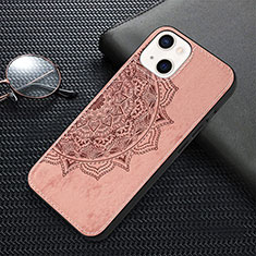 Coque Silicone Motif Fantaisie Souple Couleur Unie Etui Housse S01 pour Apple iPhone 13 Mini Or Rose