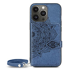 Coque Silicone Motif Fantaisie Souple Couleur Unie Etui Housse S01 pour Apple iPhone 13 Pro Bleu