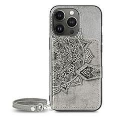 Coque Silicone Motif Fantaisie Souple Couleur Unie Etui Housse S01 pour Apple iPhone 13 Pro Max Gris