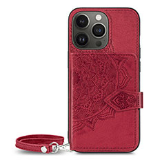 Coque Silicone Motif Fantaisie Souple Couleur Unie Etui Housse S01 pour Apple iPhone 13 Pro Rouge