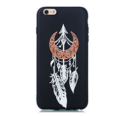 Coque Silicone Motif Fantaisie Souple Couleur Unie Etui Housse S01 pour Apple iPhone 6 Noir