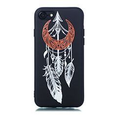 Coque Silicone Motif Fantaisie Souple Couleur Unie Etui Housse S01 pour Apple iPhone 8 Noir