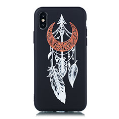 Coque Silicone Motif Fantaisie Souple Couleur Unie Etui Housse S01 pour Apple iPhone Xs Noir