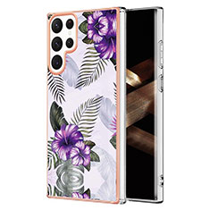 Coque Silicone Motif Fantaisie Souple Couleur Unie Etui Housse S01 pour Samsung Galaxy S24 Ultra 5G Violet