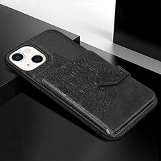 Coque Silicone Motif Fantaisie Souple Couleur Unie Etui Housse S02 pour Apple iPhone 13 Mini Noir