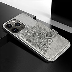 Coque Silicone Motif Fantaisie Souple Couleur Unie Etui Housse S02 pour Apple iPhone 13 Pro Gris