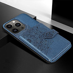 Coque Silicone Motif Fantaisie Souple Couleur Unie Etui Housse S02 pour Apple iPhone 13 Pro Max Bleu