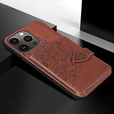 Coque Silicone Motif Fantaisie Souple Couleur Unie Etui Housse S02 pour Apple iPhone 13 Pro Max Marron