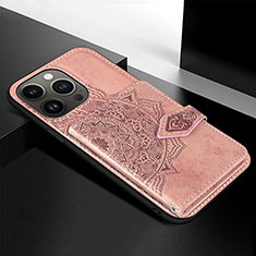 Coque Silicone Motif Fantaisie Souple Couleur Unie Etui Housse S02 pour Apple iPhone 13 Pro Max Or Rose