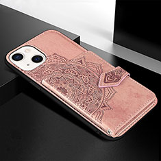 Coque Silicone Motif Fantaisie Souple Couleur Unie Etui Housse S02 pour Apple iPhone 14 Plus Or Rose