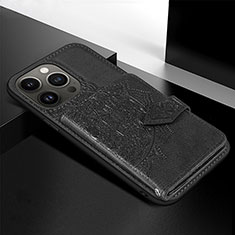 Coque Silicone Motif Fantaisie Souple Couleur Unie Etui Housse S02 pour Apple iPhone 14 Pro Noir