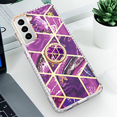 Coque Silicone Motif Fantaisie Souple Couleur Unie Etui Housse S02 pour Samsung Galaxy S21 5G Violet