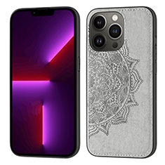 Coque Silicone Motif Fantaisie Souple Couleur Unie Etui Housse S04 pour Apple iPhone 13 Pro Gris