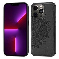 Coque Silicone Motif Fantaisie Souple Couleur Unie Etui Housse S04 pour Apple iPhone 13 Pro Noir