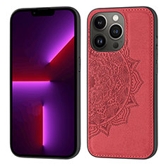 Coque Silicone Motif Fantaisie Souple Couleur Unie Etui Housse S04 pour Apple iPhone 13 Pro Rouge