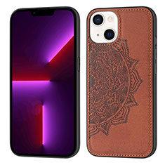 Coque Silicone Motif Fantaisie Souple Couleur Unie Etui Housse S04 pour Apple iPhone 14 Plus Marron