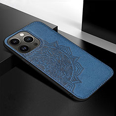 Coque Silicone Motif Fantaisie Souple Couleur Unie Etui Housse S05 pour Apple iPhone 13 Pro Max Bleu