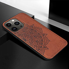 Coque Silicone Motif Fantaisie Souple Couleur Unie Etui Housse S05 pour Apple iPhone 13 Pro Max Marron