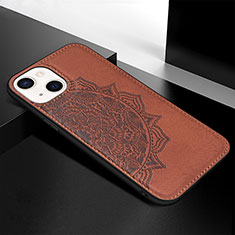 Coque Silicone Motif Fantaisie Souple Couleur Unie Etui Housse S05 pour Apple iPhone 14 Plus Marron