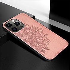 Coque Silicone Motif Fantaisie Souple Couleur Unie Etui Housse S05 pour Apple iPhone 14 Pro Max Or Rose