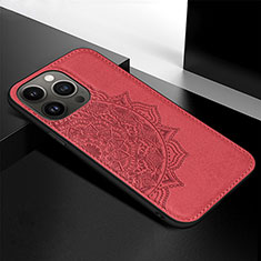 Coque Silicone Motif Fantaisie Souple Couleur Unie Etui Housse S05 pour Apple iPhone 14 Pro Rouge