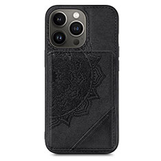 Coque Silicone Motif Fantaisie Souple Couleur Unie Etui Housse S06 pour Apple iPhone 13 Pro Max Noir