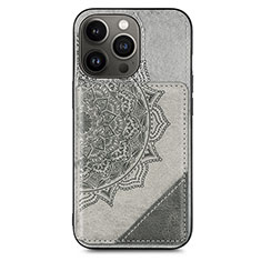 Coque Silicone Motif Fantaisie Souple Couleur Unie Etui Housse S06 pour Apple iPhone 14 Pro Gris