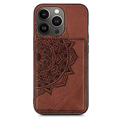 Coque Silicone Motif Fantaisie Souple Couleur Unie Etui Housse S06 pour Apple iPhone 14 Pro Max Marron