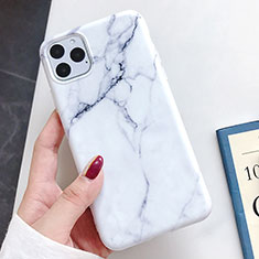 Coque Silicone Motif Fantaisie Souple Couleur Unie Etui Housse S10 pour Apple iPhone 11 Pro Blanc