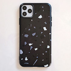 Coque Silicone Motif Fantaisie Souple Couleur Unie Etui Housse S12 pour Apple iPhone 11 Pro Max Noir