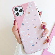 Coque Silicone Motif Fantaisie Souple Couleur Unie Etui Housse S12 pour Apple iPhone 11 Pro Max Rose