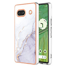 Coque Silicone Motif Fantaisie Souple Couleur Unie Etui Housse Y01B pour Google Pixel 7a 5G Blanc