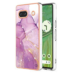 Coque Silicone Motif Fantaisie Souple Couleur Unie Etui Housse Y01B pour Google Pixel 7a 5G Violet Clair