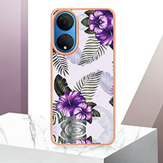 Coque Silicone Motif Fantaisie Souple Couleur Unie Etui Housse Y01B pour Huawei Honor X7 Violet