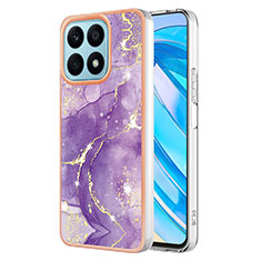 Coque Silicone Motif Fantaisie Souple Couleur Unie Etui Housse Y01B pour Huawei Honor X8a 4G Violet