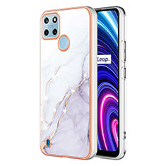 Coque Silicone Motif Fantaisie Souple Couleur Unie Etui Housse Y01B pour Realme C21Y Blanc