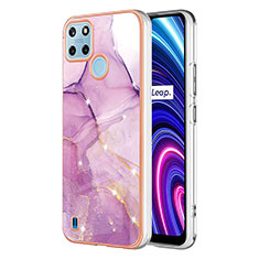 Coque Silicone Motif Fantaisie Souple Couleur Unie Etui Housse Y01B pour Realme C21Y Violet Clair