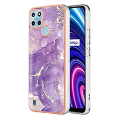 Coque Silicone Motif Fantaisie Souple Couleur Unie Etui Housse Y01B pour Realme C25Y India Violet