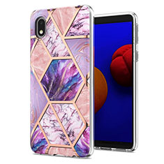 Coque Silicone Motif Fantaisie Souple Couleur Unie Etui Housse Y01B pour Samsung Galaxy A01 Core Violet Clair