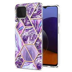 Coque Silicone Motif Fantaisie Souple Couleur Unie Etui Housse Y01B pour Samsung Galaxy A22 4G Violet