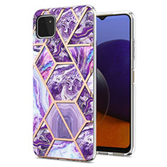 Coque Silicone Motif Fantaisie Souple Couleur Unie Etui Housse Y01B pour Samsung Galaxy A22 5G Violet