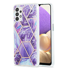 Coque Silicone Motif Fantaisie Souple Couleur Unie Etui Housse Y01B pour Samsung Galaxy A32 4G Violet